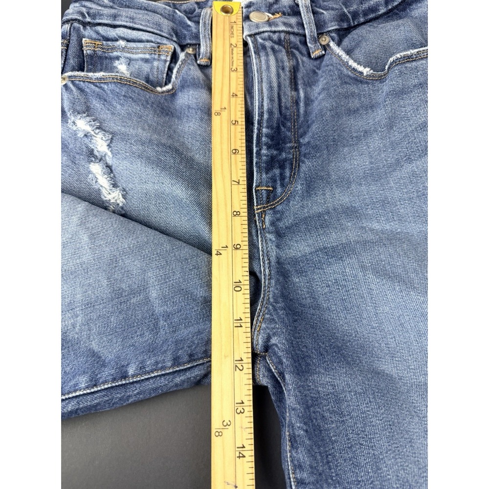 Good American Good Boy Jeans W Inseam Split Sz 2/26 Straight Leg High Rise 26x33 - Picture 7 of 9